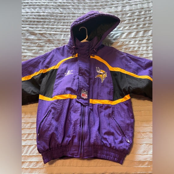 Minnesota Vikings Logo Athletic NFL Pro Line Full Zip Up Hooded Jacket Men's M